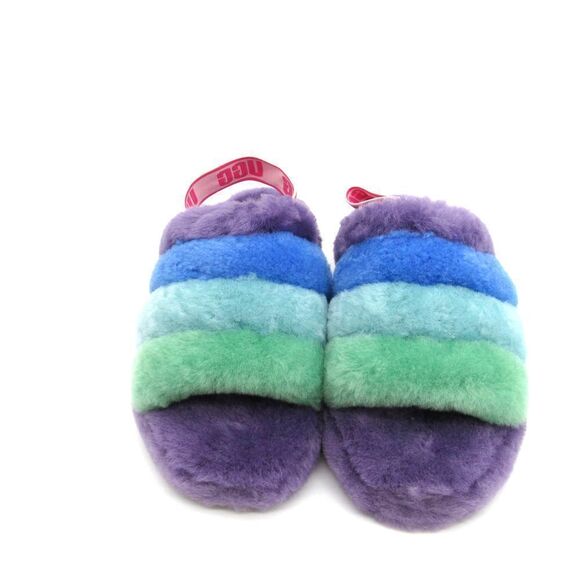UGG WOMEN'S PRIDE FLUFF YEAH SLIDE SLIPPERS IN MULTI SZ 8 - Picture 2 of 8